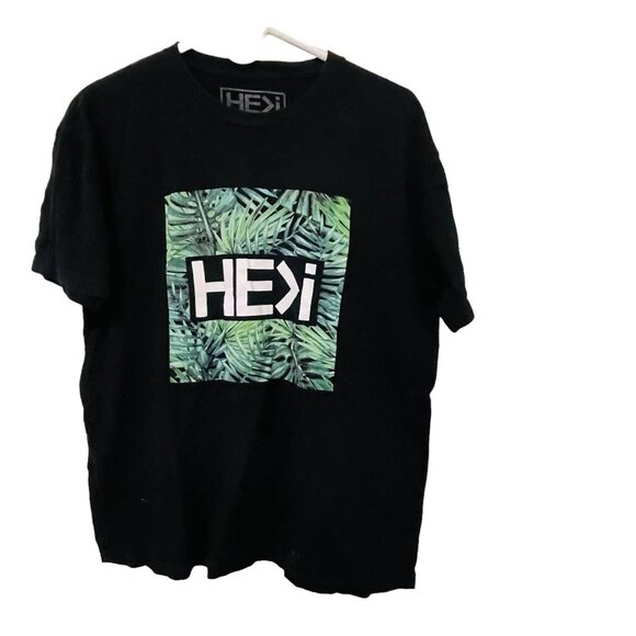 HEXi Mens T Shirt Crew Neck Graphic T-Shirt Black Size Large - Picture 2 of 5